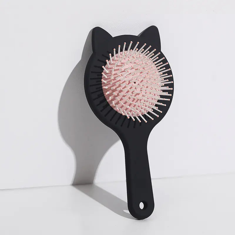 Cute Cartoon Cat Massage Hair Comb with Elastic Grip